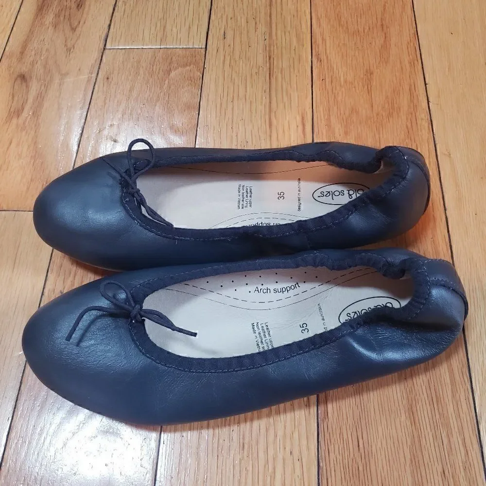 Old Soles Girls Ballet Flats Australia Leather Navy Blue EU 35 US 3.5 Womens 5.5